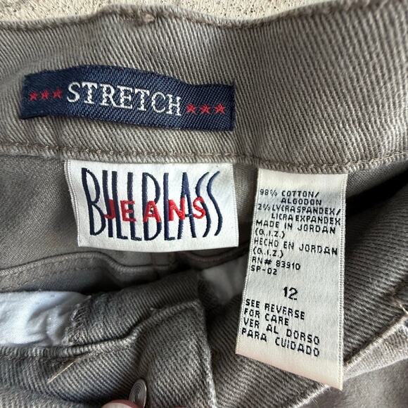 Bill Blass Denim Shorts Grey High Rise Stretch Neutral Y2K Vintage 90s Womens 12 - Picture 2 of 4